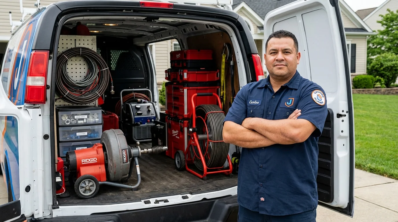 Professional drain cleaning equipment and Johns Plumbing LLC plumber in Indianapolis