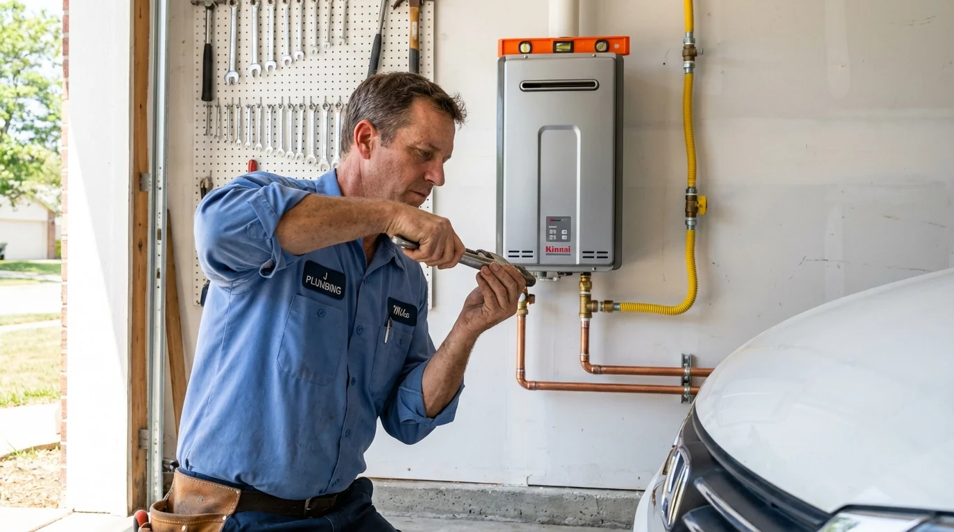 Tankless water heater installation by a Johns Plumbing LLC plumber in Indianapolis